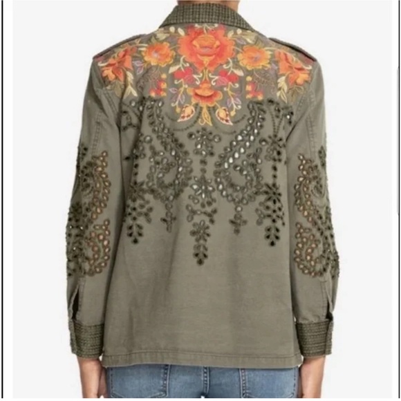 Johnny Was Workshop Violette Eyelet Embroidered Military Jacket size XL - Picture 3 of 13